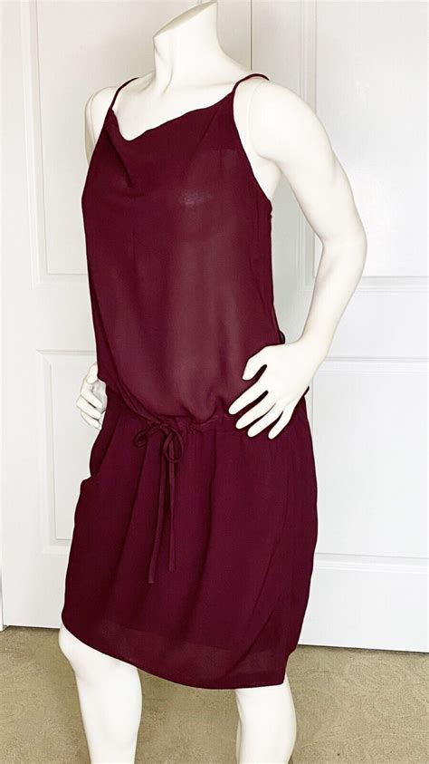 James Perse Los Angeles Maroon Viscose Sleeveless Blouson Dress Size