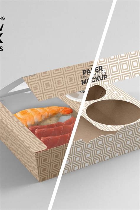 Paper Window Sushi Box Small Mockup Sushi Free Packaging Mockup