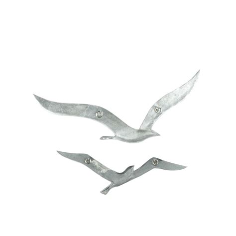 Flying Seagull Bird Handmade Metal Wall Art Decor Silver Small