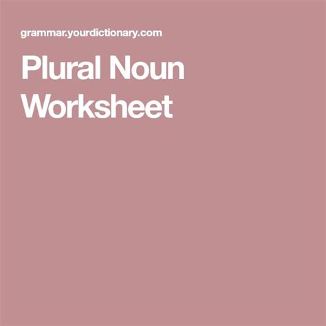 Plural Noun Worksheets Practice Forming Plurals