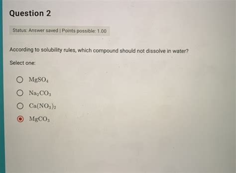 Solved Question 2 Status Answer Saved I Points Possible