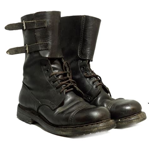 Italian army military surplus dark brown leather combat assault boots ...