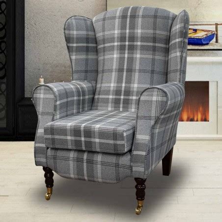 Duchess Armchair In A Balmoral Dove Grey Tartan Fabric Beaumont