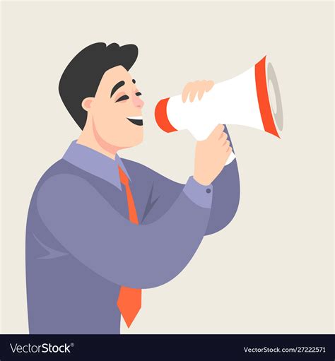 A Cartoon Man Speaking Into Megaphone Royalty Free Vector