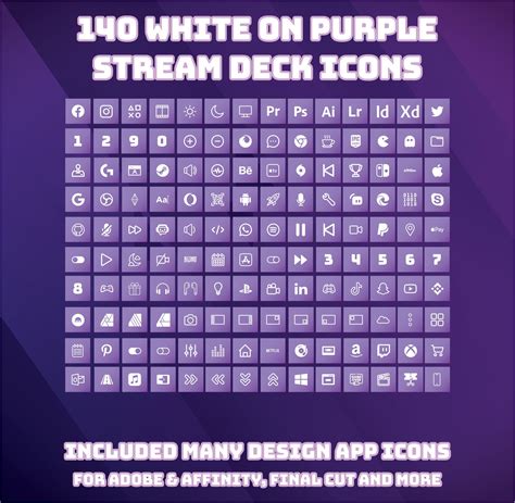 Streamdeck Icons Purple And White Stream Deck Icons Streamdeck Mini