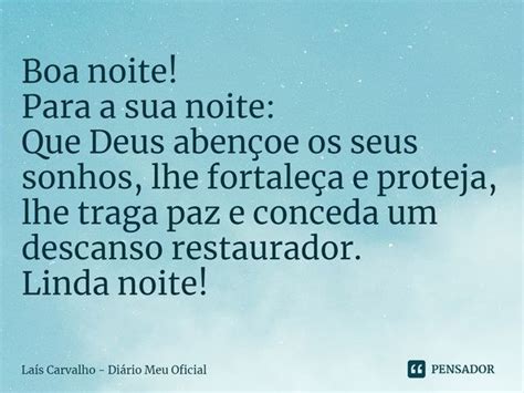 ⁠boa Noite Para A Sua Noite Que Deus Laís Carvalho Diário Meu