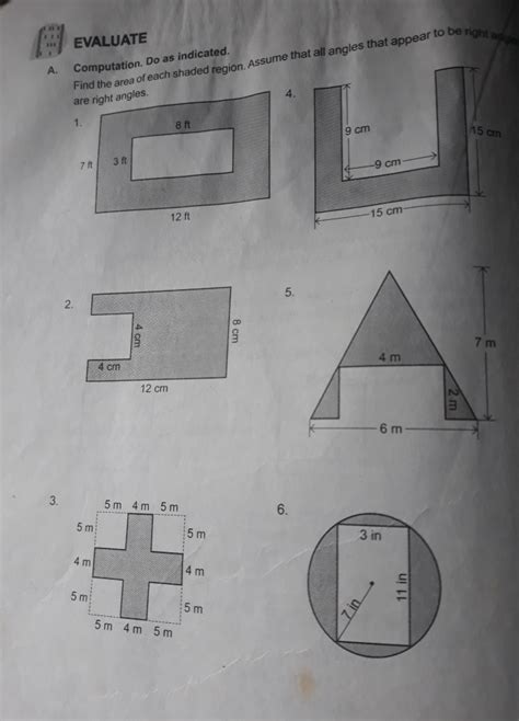 Solved Evaluate A Computation Do As Indicated Find The Area Of