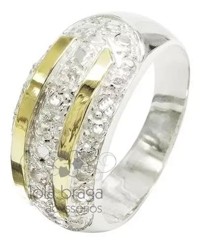 Anel Feminino Prata Maci A Pave De Zirc Nias Ouro Maci O