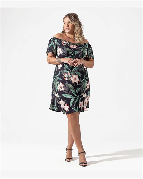 Riachuelo Vestido Feminino Plus Size Ciganinha Secret Glam Preto