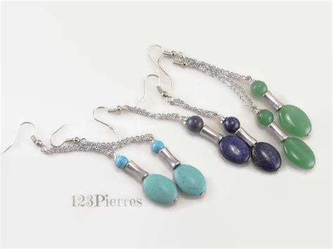 Boucles D Oreille Pierres Fines Jade Vert Lapis Lazuli Etsy Broche