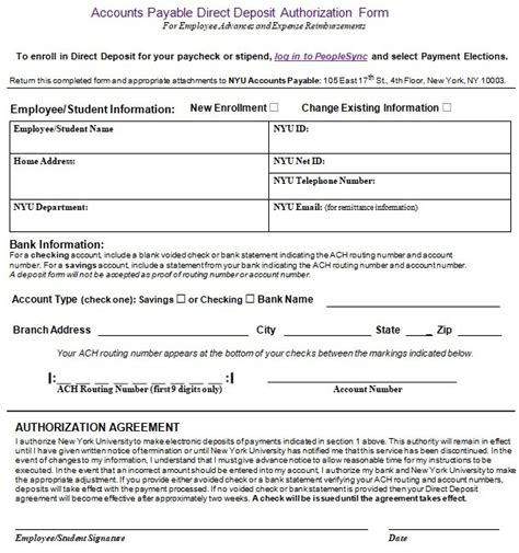 Free Printable Direct Deposit Form Template Word Excel Tmp