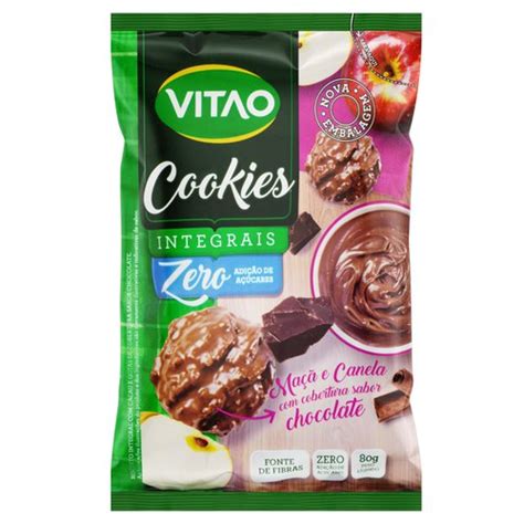 Biscoito Cookie Integral Ma E Canela Cobertura Chocolate Vitao Pacote