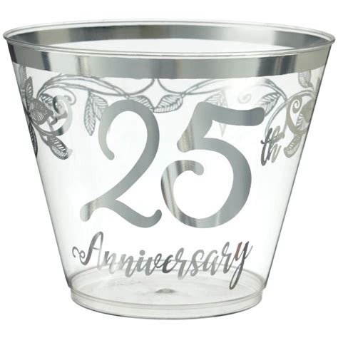 Happy 25th Anniversary 9 Oz Plastic Squat Glasses Party At Lewis