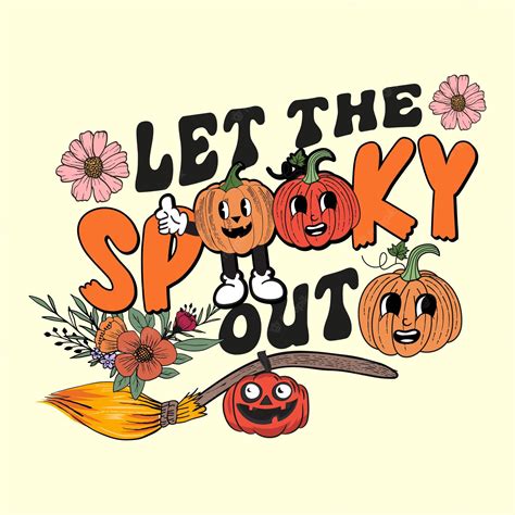 Premium Vector Groovy Style Let The Spooky Retro Halloween T Shirt Illustrationvintage T