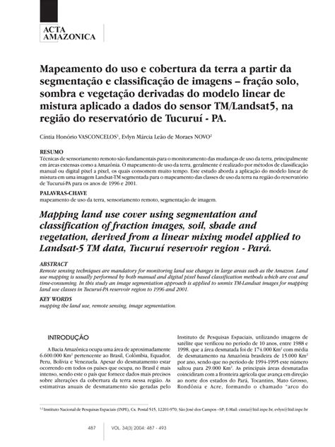 Pdf Mapeamento Do Uso E Cobertura Da Terra A Partir Da Segmentação E