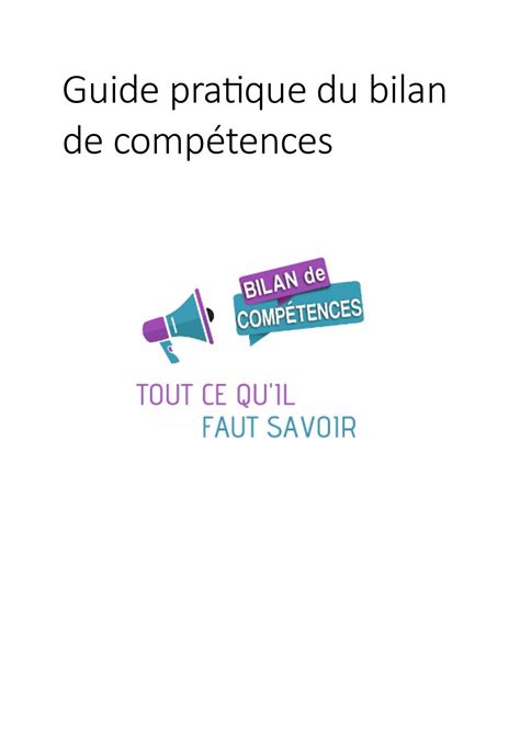 Calam O Guide Pratique Du Bilan De Comp Tences