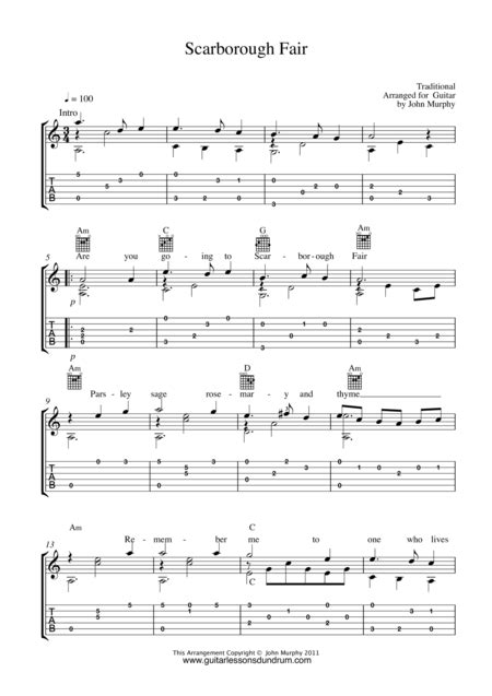 Scarborough Fair By Traditional Acoustic Guitar Digital Sheet Music Sheet Music Plus