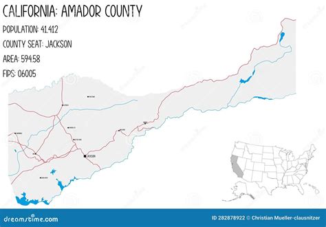 Map Of Amador County In California Usa Stock Vector Illustration Of