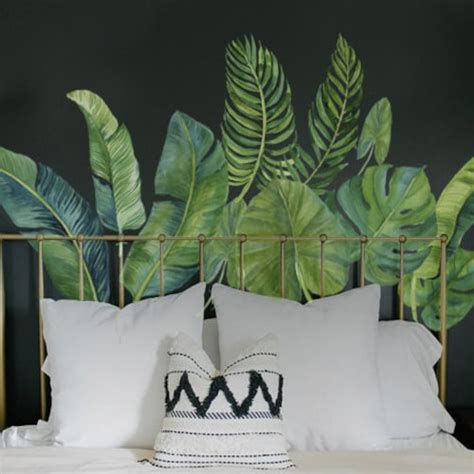 Green Leaves Wall Decal Tropical Wall Decals Cactus Plant Etsy