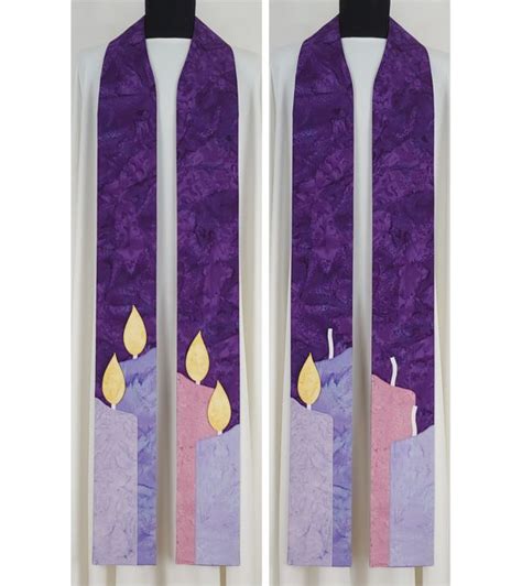 Advent Candle Clergy Stole With Detachable Flames Light Their Way