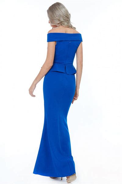 Goddiva Goddiva Bardot Crossover Maxi Dress Vividblue