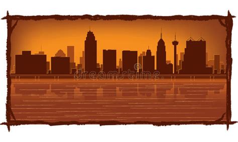 San Antonio Texas City Skyline Silhouette Stock Vector - Illustration ...