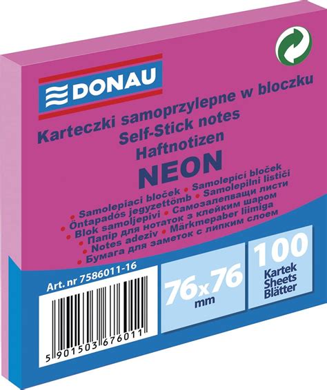 Amazon Karteczki Samoprzylepne W Bloczku 76x76mm 100 Kartek Neon