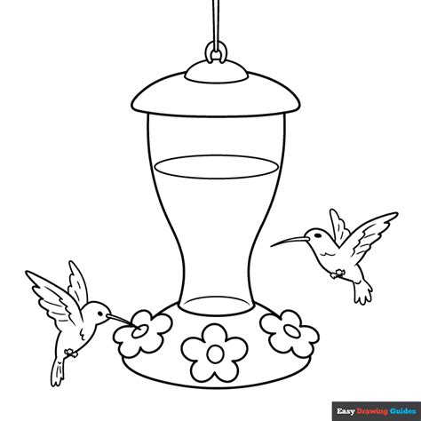 Hummingbird Feeder Coloring Page | Easy Drawing Guides