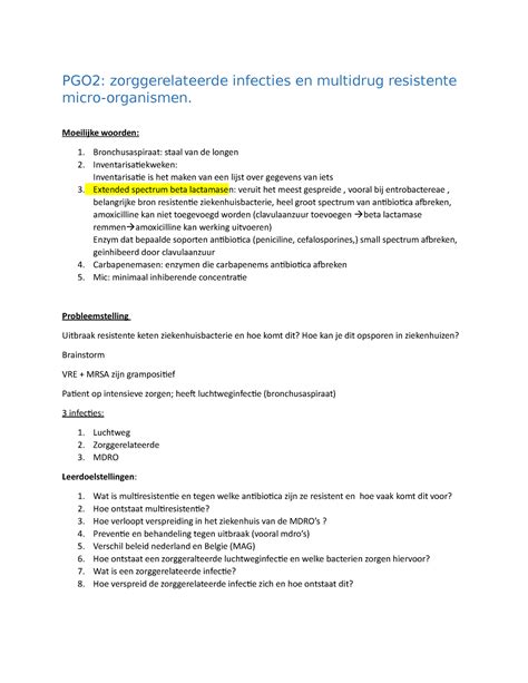 Pgo 2 Eigen Onderzoek Pgo2 Zorggerelateerde Infecties En Multidrug