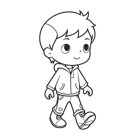 Boy Walking Coloring Pages Outline Sketch Drawing Vector Wing Drawing