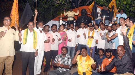 Andhra Pradesh Tdp Activists Stage Protest Against Obstruction Of