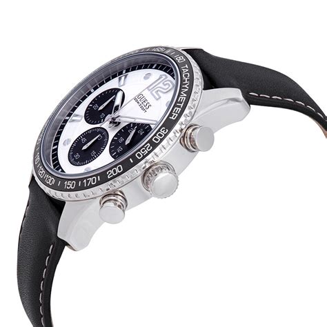 Guess Fleet Chronograph White Dial Black Leather Men S Watch W G