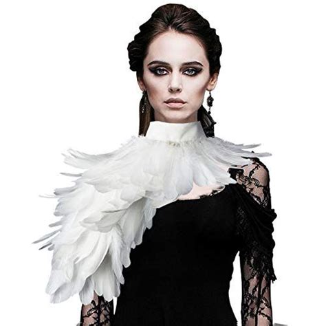 HOMELEX Gothic Real Black Feather Cape Shawl Shoulder Wings Choker