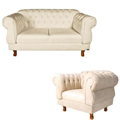 Sofá Namoradeira Lugares Elisabeth Capitonê Poltrona Eisabeth Suede Nude Chesterfield