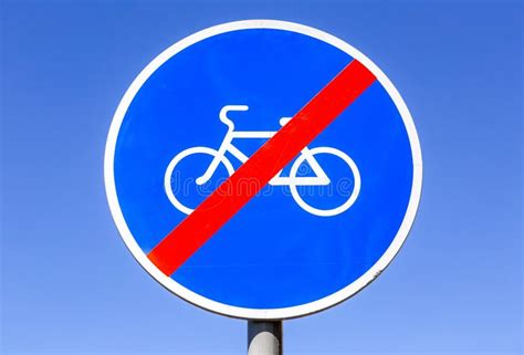 Not Allowed Sign For Bikes Lane Against The Blue Sky Stock Image