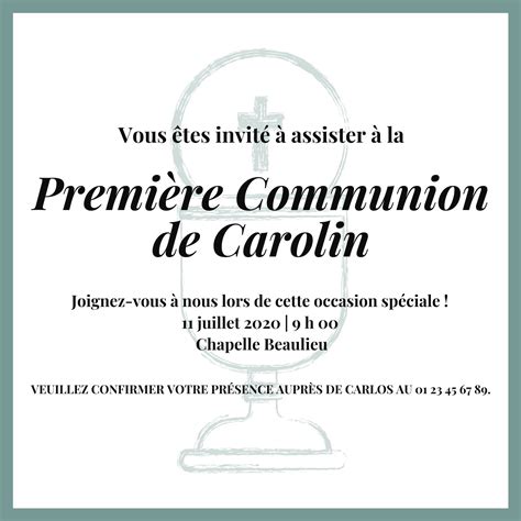 Faire Part Invitations De Communion Mod Les Gratuits Canva