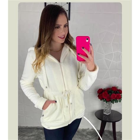 Casaco Teddy Parka Inverno Jaqueta Feminina Blusa Frio Pelinho Capuz