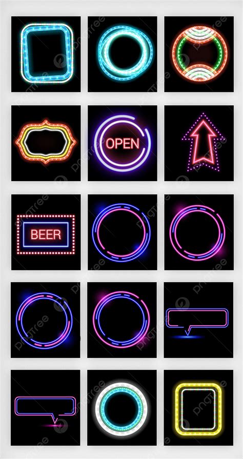 Neon Border Element Poster Background Vector Material Neon Glow Neon