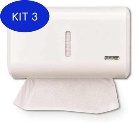 Kit Dispenser Suporte De Papel Interfolha Toalha Branco Compacto