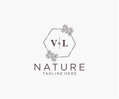 Initial Vl Letters Floral Frames Botanical Feminine Editable Premade