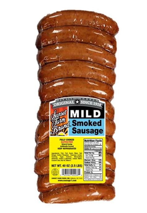 Sff Original Mild Smoked Sausage 25lb Sunset Farm Foods