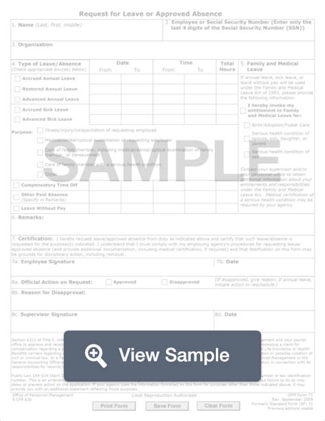 Opm Form Fillable Request For Leave Or Absence Pdf Formswift