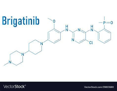 Brigatinib cancer drug molecule skeletal formula Vector Image