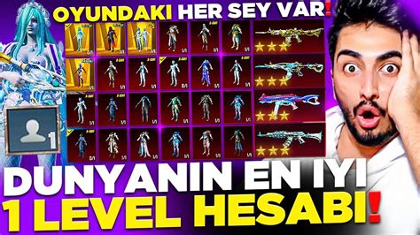 DÜNYANIN EN İYİ 1 LEVEL HESABI OYUNDAKİ HER ŞEY VAR PUBG Mobile