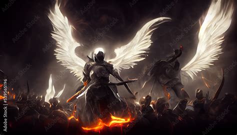 An Angel Fights With A Demon Eternal Battle Good Vs Evil Inspired By