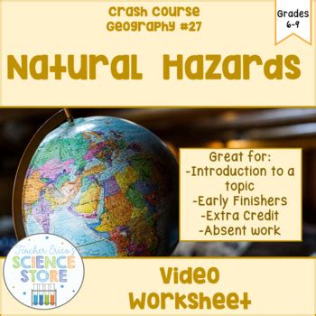 Crash Course Geography 27 Natural Hazards Video Worksheet TPT