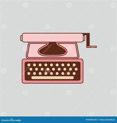 Pink Typewriter Isolated Retro Equipment For Writers And Journalists