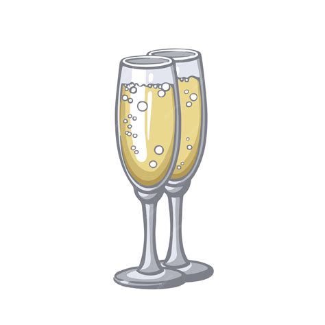 Premium Vector | Glasses with sparkling wine champagne illustration