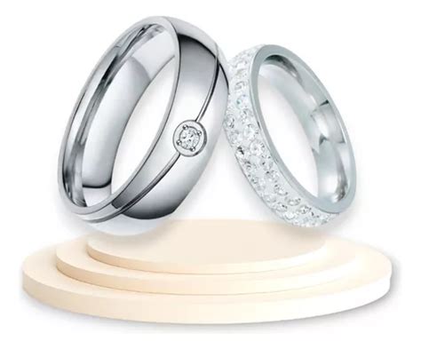 2 Anillos Platinados De Promesa Para Novios Y Parejas Meses sin interés