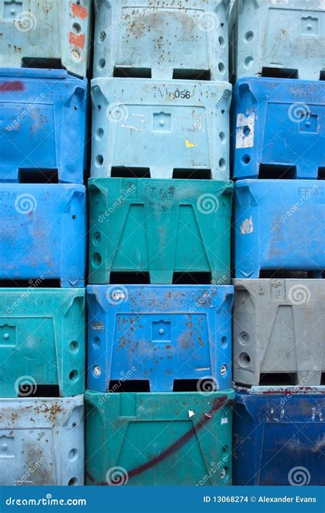 Plastic Storage Crates stock photo. Image of blue, transportation ...